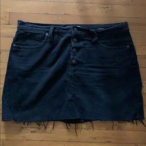 Rigid Denim A-Line Mini Skirt Button-Front